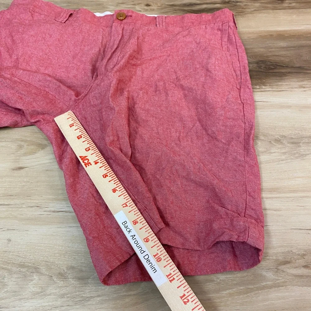 J. Crew Gramercy Shorts Mens 33 Red Cotton Chambray Chino
